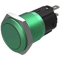 EAO 82-4851.1000 Anti-Vandal Pushbutton, Momentary, 16mm, Alu Green, Flush, no LED,Solder Terminals