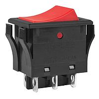NKK Switches JWL22RCA/UCV Rocker Switches DPDT TV8 RATED RED CAP & BLACK BODY