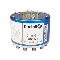 Radiall R574492220 Coaxial Switches SP12T Terminated  Ramses SMA 12.4GHz Latching Self-cut-off Auto-reset Indicators 12Vdc TTL Diodes Pins Terminals