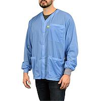 SCS 770107 Anti-Static Control Products Smock, Dual-Wire, Jacket, Blue, 4Xl Knitted Cuffs, 3 Pockets, No Collar