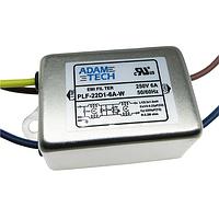 Adam Tech PLF-22D1-6A-W Power Line Filters EMI/RF Line Filter, 115/250VAC 6A, wire leads w/ chassis mount