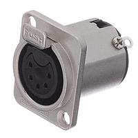 Amphenol Audio AC5FDZ BULK Connectors 5 Pole XLR Female Chassis Mount D Type Machined Contacts  Nickel Finish