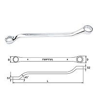 TOPTUL ACAH7278 Double Ring Wrench 45° Offset - SAE (Mirror Polished) (size 2-1/4x2-7/16")