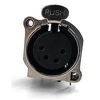 Io Audio Technologies IO-XLR4-F-EH Connectors 4-Pin XLR Chassis Connector, Female, Horizontal, PCB Mount, Separate Ground Pin