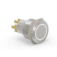 Alcoswitch - TE Connectivity 6-2213772-4 Pushbutton Switches AV22 DPL 0.4VA MOVE RING LED WHITE 24V