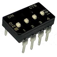 CTS Electronic Components 210-4MSFD DIP Switches THROUGH HOLE, GOLD FLASH DIP SWITCH, 4-POLE, MEDIUM ACTUATOR, BOTTOM SEAL, OFF, STRAIGHT TERMINAL FORM, TUBE PACK