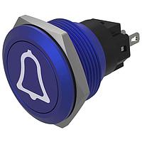 EAO 82-6451.1000.B005 Anti-Vandal Pushbutton, Momentary, 22mm, Alu Blue, Flush, no LED,Solder Terminals, Bell