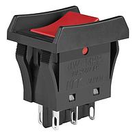 NKK Switches JWM22BCA-A Rocker Switches DPDT TV5 RATED BLK BARRIER & RED CAP