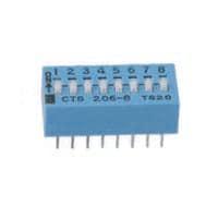 CTS Electronic Components 208-7 DIP switches/SIP switches, SPST, SLIDE ACTUATOR, 7 POS, Thru-Hole, UNSEALED, TUBE, OFF