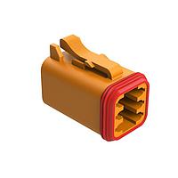 Amphenol SINE Systems AT06-6S-RD01ORG Automotive Connectors 6-Way Plug, Female Connector with Reduced Diameter Seals (E-Seal), Orange