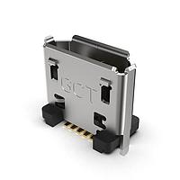GCT (Global Connector Technology) USB3140-30-0070-1-C Micro USB Type B Connectors Micro B Skt, Vertical, SMT, 30u", With 0.7mm stake, with MEF, T&R+cap