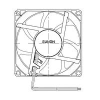 Sunon MEC0252V2-000U-A99 Axial Axial Fan, 120x120x25mm, 24VDC, 93CFM, 0.22"H2O, Vapo, Wire, Auto Restart