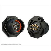 Eaton Souriau-Sunbank UTS714D5PW Receptacles Plastic jam nut receptacle, without backshell, with 5 male PCB contacts, IP68/69K in unmated conditions, keying W