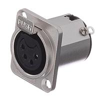 Amphenol Audio AC4FDZ Connectors 4 Pole XLR Female Chassis Mount D Type Machined Contacts Vert PCB Nickel Finish