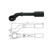 TOPTUL AAAU3636 Slogging Ring Wrench 45° Offset (36mm, L=300mm)