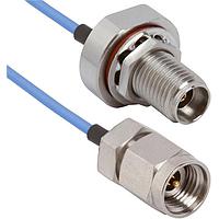 Amphenol SV Microwave 7015-1064 RF Cable Assemblies 2.92mm Female Bulkhead to 2.92mm Male 6" Cable Assembly for .047 Cable