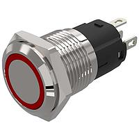 EAO 82-4551.2114 Anti-Vandal 82-4551.2114.Illuminated pushbutton.maintained.16 mm.aluminium natural.flush/flat.ring.red.24 V.soldering terminal