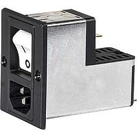 Schurter DG12-CBDBL080C0-000-C6135-870-1000-00 Inlets Power Entry Modules with Line Filter, Black colored Rocker, 8A CBE/15A Medical Filter