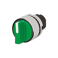 EAO 46-2828.3CM0.001 Knob Actuator, oe 22.3 mm, oe 30 mm, non illuminative, Green, short, round, Silver, Metal, Maintained - Maintained, IP65, IK03
