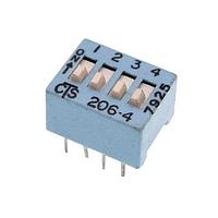 CTS Electronic Components 206-4E DIP Switches 4 switch sections SPST