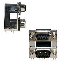NorComp 178-009-313R491 Dual Port D-Sub Connectors RA 9POS FEM/ML 5A
