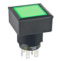 NKK Switches YB215CWSKW01-N-FB/CUL Pushbutton Switches Sqre Actr, IP65,CUL Non-illm Grn-Wht Cap