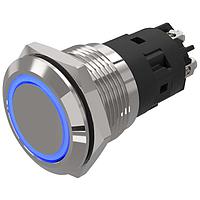 EAO 82-5152.1123 Anti-Vandal 82-5152.1123.Illuminated pushbutton.momentary.19 mm.stainless steel.flush/flat.ring.blue.12 V.screw terminal