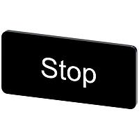 SIEMENS 3SU19000AC160DS0 Labeling Plate, Stop INSCR. LABEL, BLACK 12.5 X 27MM, STOP