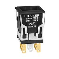 NKK Switches LB25SKG01 Pushbutton Switches DPDT ON-(ON) BLACK SQUARE BODY ONLY