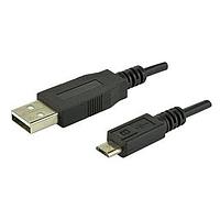 Same Sky (formerly CUI Devices) CBLT-UA-MUB-1 USB 2.0 USB Cable, Type A Plug to Micro B Plug, USB 2.0, 28 AWG, 1M, Black, TPE