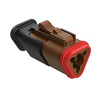 Amphenol SINE Systems AT06-3S-SR02BRN Plug 3 Position, Plug, Socket, SR02 Strain Relief (Reduced Diameter Seal), Brown Body