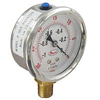 Dwyer SGY-D11222N-GF Dual Scale Pressure Gauge, 1,000 psi/bar, ± 1.5% Accuracy, Liquid-Filled (2.5 in, 1000 psi, Bottom)