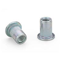 ATLAS AEFKS-M6-3.0ZI Rivet Nut Atlas Rivet Nut, Atlas FM, AEFK, Flat Head Knurled Round Body, Open End, Steel, Thread Size - M6,