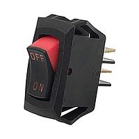 Carling Technologies RSCA201-VB-B-1-V Miniature 1-pole, OFF - None - ON, 15A/20A 250VAC/125VAC 3/4 HP, Non-Illuminated Matte Black with Visi-Red Visi-Rocker Switch with .250 Tab (Q.C.)