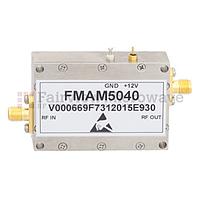 Fairview FMAM5040  High Power Amplifier at 6 Watt P1dB Operating From 860 MHz to 960 MHz with 30 dB Gain, 50 dBm IP3 and SMA