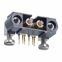 Harwin M80-5000000M5-02-313-00-000 Power to the Board Datamate Mix-Tek Male Horizontal Throughboard Connector, Jackscrews + 5mm board mount, no signal contacts, 2 x 3mm Throughboard Coax contacts
