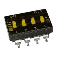 CTS Electronic Components 219-4MSR DIP Switches SURFACE MOUNT, GOLD DIP SWITCH, 4-POLE, MEDIUM ACTUATOR, BOTTOM SEAL, REEL