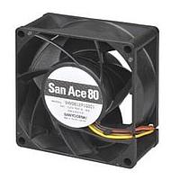 Sanyo Denki 9HVA0812P1G0011 Axial Axial Fan, 80x80x38mm, 12VDC, High Static Pressure/Airflow, Ribless, Tach/PWM