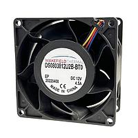 Wakefield Thermal DS0803812U2B-BT0 Tubeaxial DC Server Fan, 80x80x38mm, 12VDC, 123.7CFM, 4.2A, 50.4W, 72.5dBA, Ball, 4 Leads