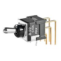 NKK Switches B22JV Process Sealed Subminiature Antistatic Toggles B SERIES DPDT- .248 BAT VERTICAL