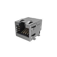 Amphenol Commercial Products RJE3A1881402N Modular Jack Modular Jack - 8P8C, RA, Cat5E, SMT, Single Port, Shield With Top and Side EMI Tabs, With Housing Pegs, No LEDs