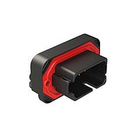 Amphenol SINE Systems AT13-1612PB-BM01 Boardlock PCB Mount Receptacle 13 Position PCB Receptacle with Flange, 90  Right Angle, Gold Plated, Self-Threading, Gasket, Black