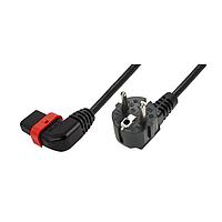Schaffner IL13P-L-EU1-H05-3100-300 AC Power Cord w/Lock C13+ left-angled, Schuko plug, H05VV-F, 3x1.00 mm sq., 3 m, Black
