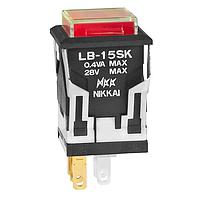NKK Switches LB15SKG01-5C05-JC Pushbutton Switches ON(ON) SQ BLACK 5V RED LED CLR/RED CAP