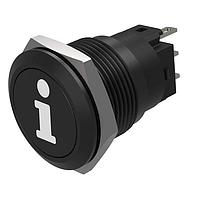EAO 82-5951.1000.B004 Anti-Vandal Pushbutton, Momentary, 19mm, Alu Black, Flush, no LED,Solder Terminals, Info