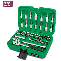 TOPTUL GCAI3201 3/8" DR. Flank Socket Set (32 pcs; 6PT)