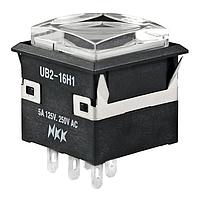 NKK Switches UB216KKW015F-1JB Pushbutton Switches 5A SPDT ON ON GRN