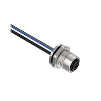 Banner Engineering BR-M12F4R9-0.5 Sensor Cables / Actuator Cables Receptacle 4-pin Female; 4x22 PVC 0.5 m Length; Rear Mount PG9 w/ Locknut