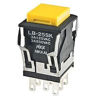 NKK Switches LB25SKW01-E Pushbutton Switches DPDT ON-(ON) SQUARE