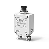 E-T-A Circuit Breakers 482-G111-K1M1-A1S0-45A Circuit Breakers Single pole compact high performance thermal circuit breaker with tease-free, trip-free, snap action mechanism and push/pull on/off manual actuation (M-type TO CBE to EN 60934). An indicator band on the push button clearly shows the tripped/off posit